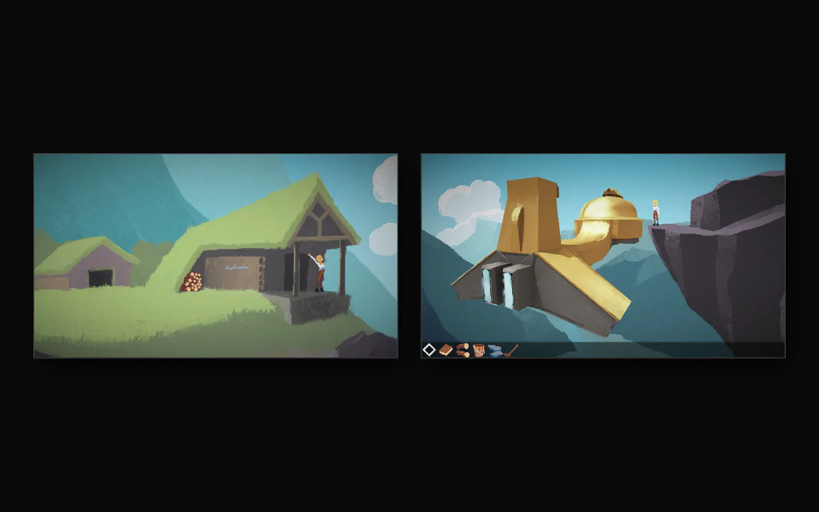 Screenshot da Milkmaid of the Milky Way: la pixel art dipinta a mano del gioco.